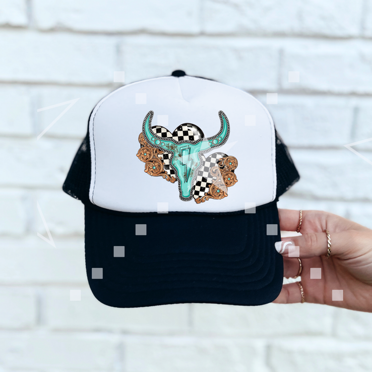 Country Cow turquoise Foam Trucker Hat