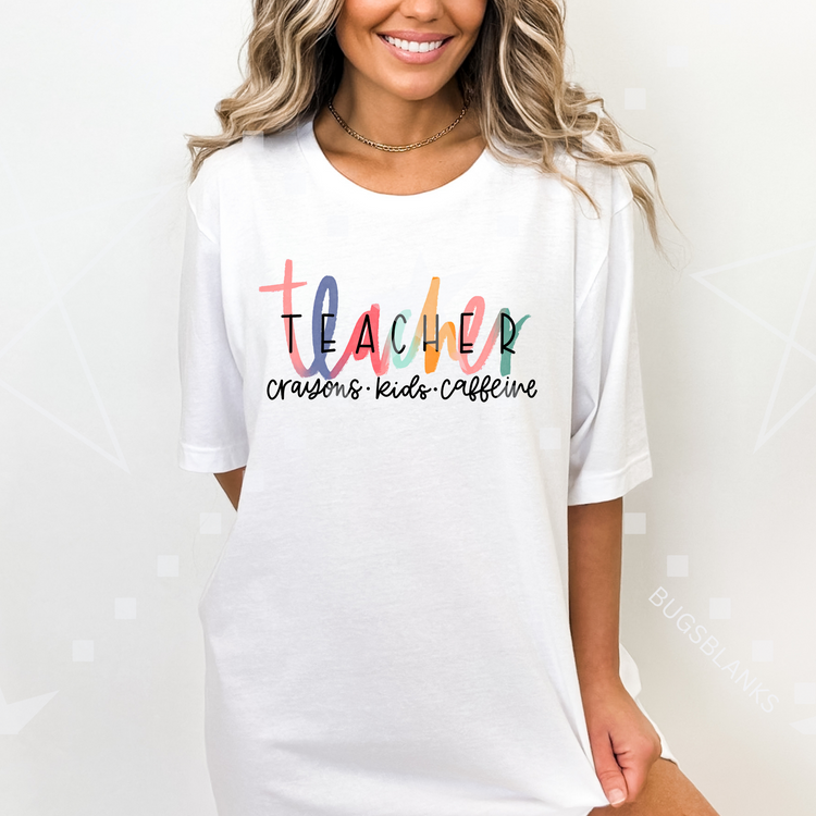 Teacher Crayons Kids Caffeine Shirt