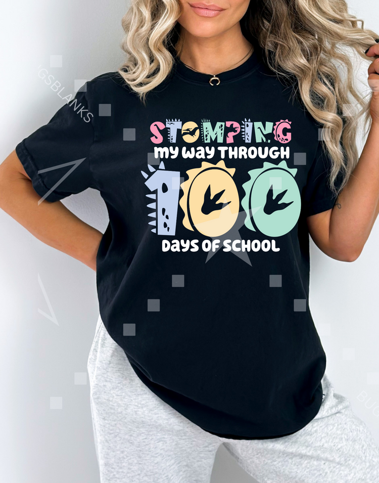 Stomping through 100 days Teacher Shirt