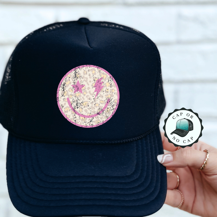 Retro Smiley Face Foam Trucker Hat
