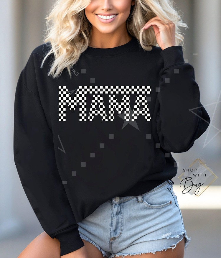 Mama Checkered Sweater or Hoodie