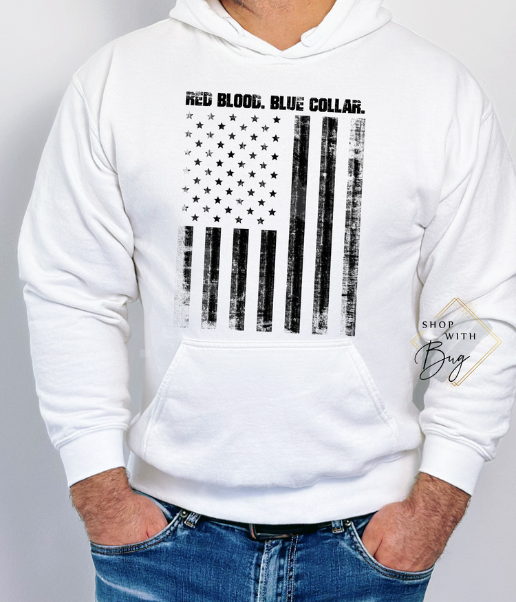 Blue Collar Hoodie or CrewNeck
