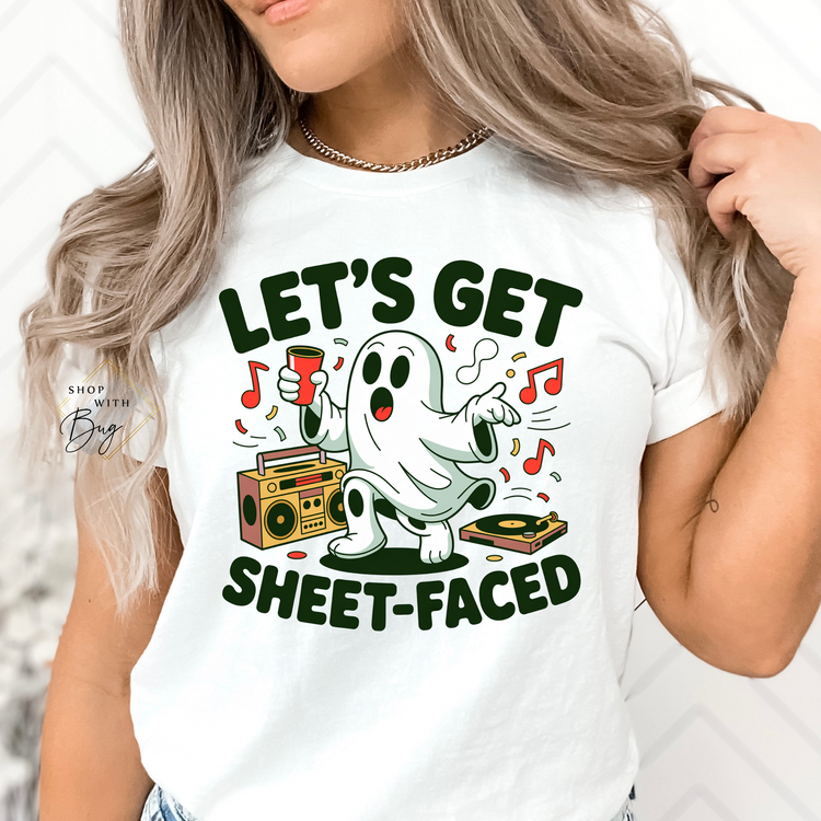 Lets Get Sheet Faced Dancing Ghost Adult Shirt