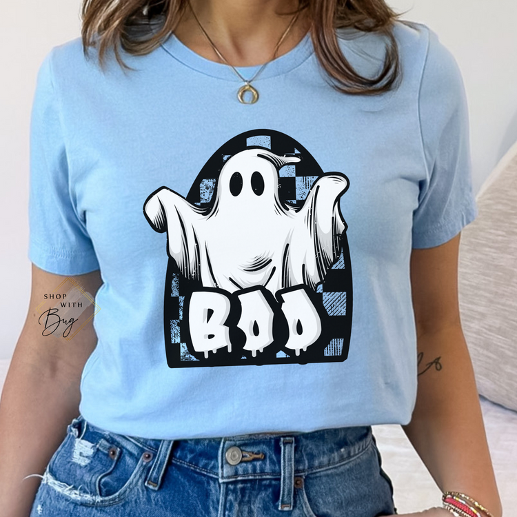 Boo Checkered Ghost Short Sleeve Shirt