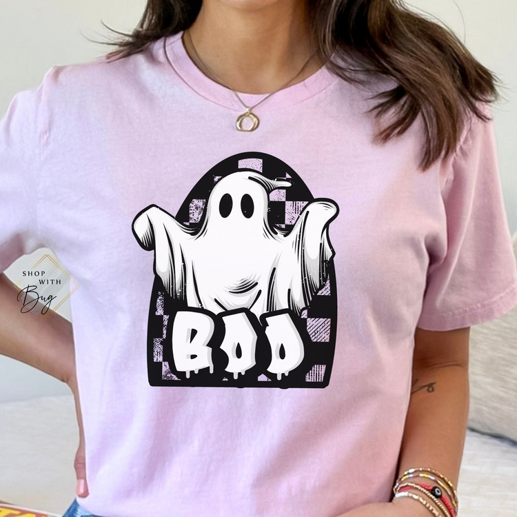 Boo Checkered Ghost Short Sleeve Shirt