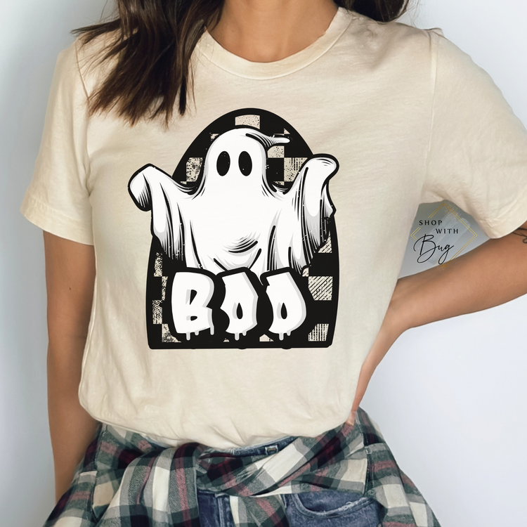 Boo Checkered Ghost Short Sleeve Shirt