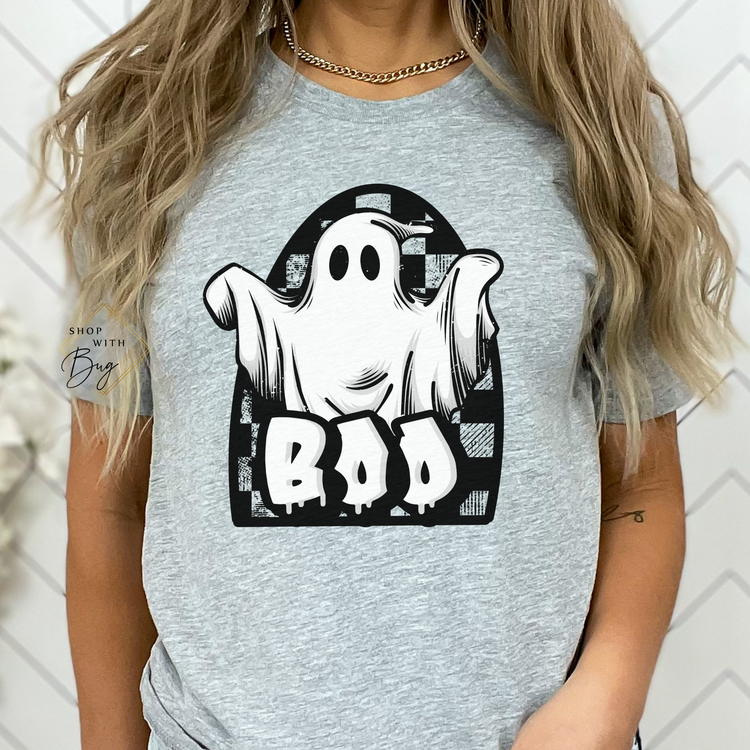Boo Checkered Ghost Short Sleeve Shirt
