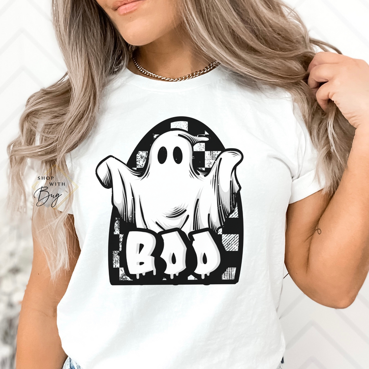 Boo Checkered Ghost Short Sleeve Shirt