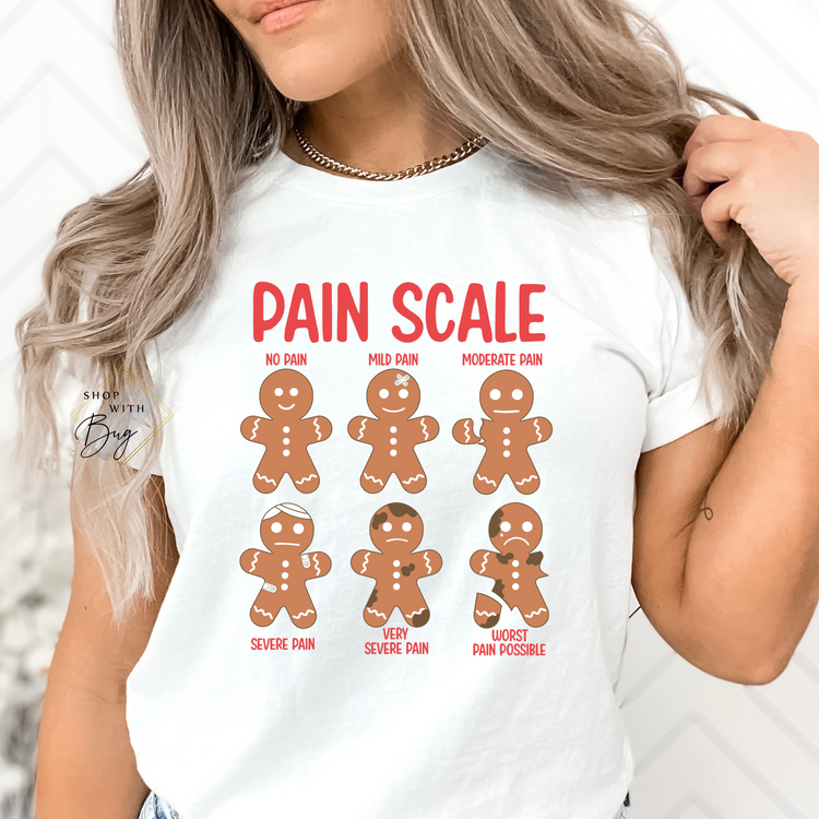 Pain Scale Ginger Bread Nurse Adult Shirt