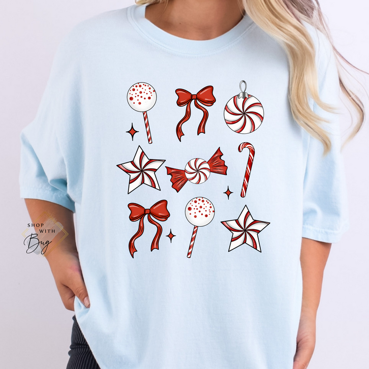 Candy Cane Adult Comfort Colors Tee
