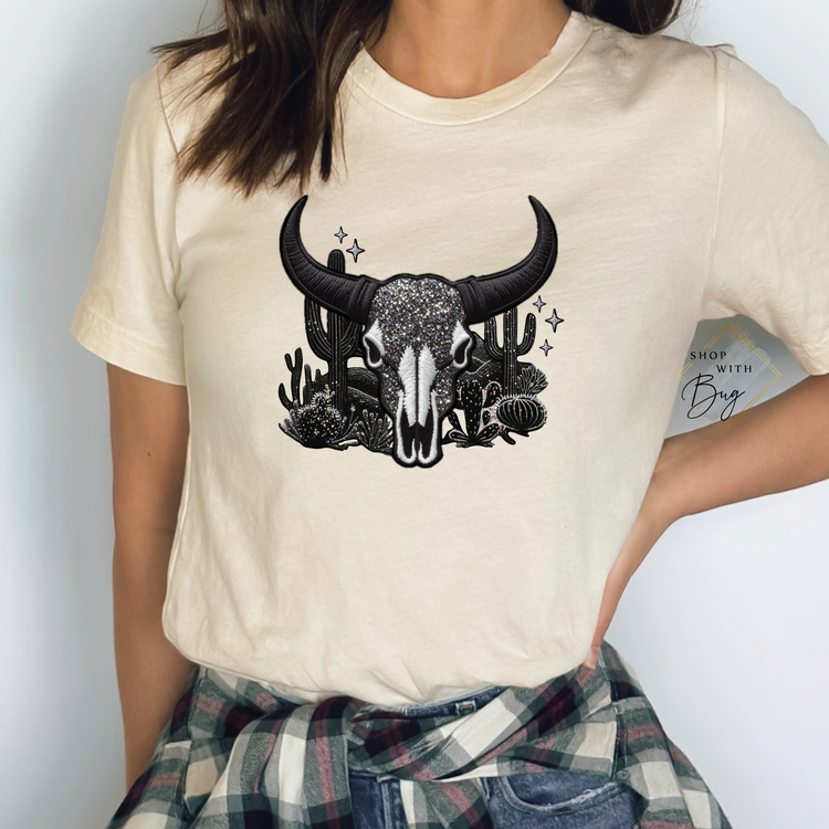 Black Faux Skull Western Shirt
