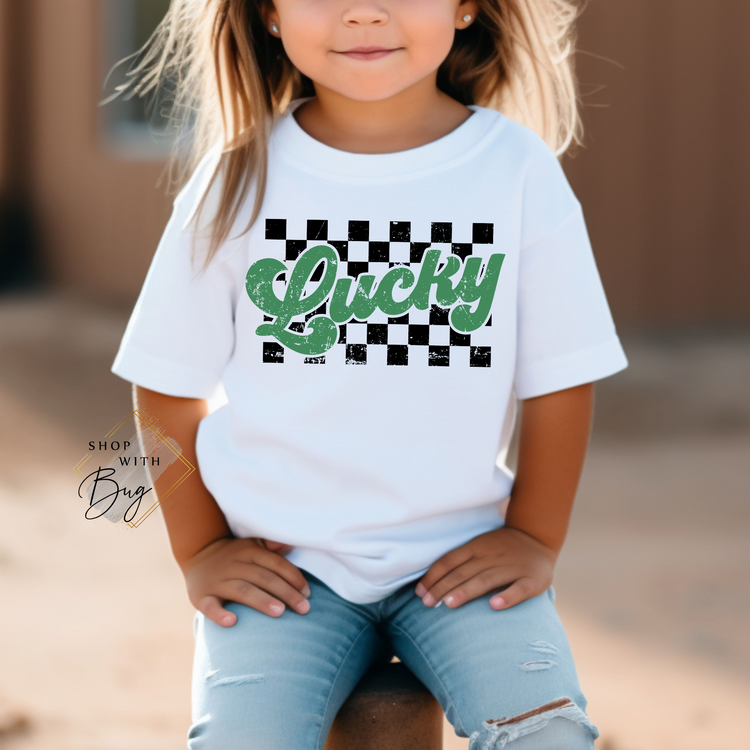 Lucky Checkered Kids Unisex Shirt