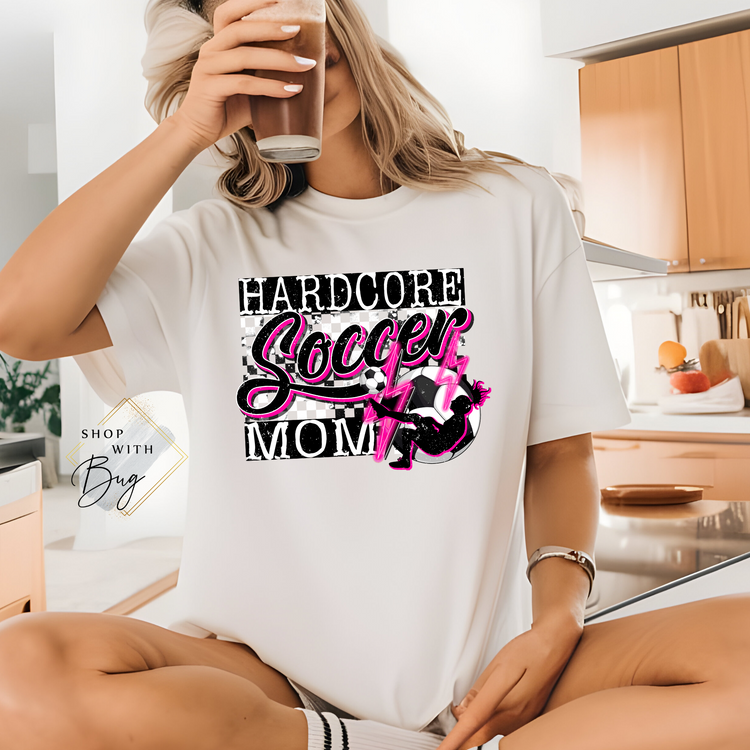 Hardcore Soccer mom Pink Adult Unisex T-Shirt/Sweater
