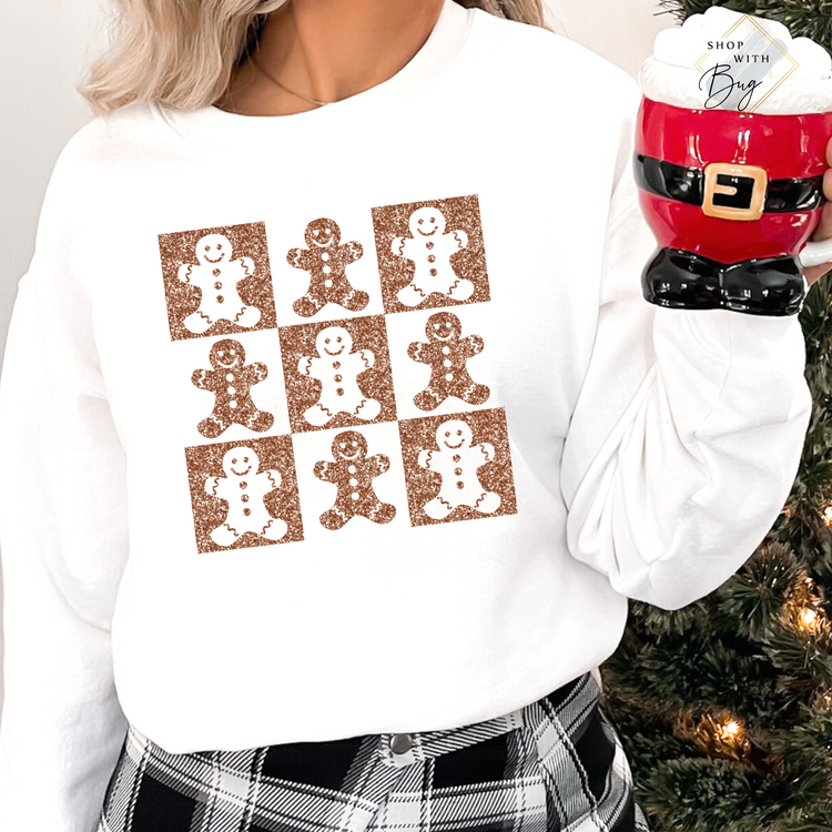 Glitter Gingerbread Crewneck Sweater or Hoodie