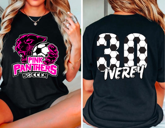 Custom Soccer Pink Panthers White Wording
