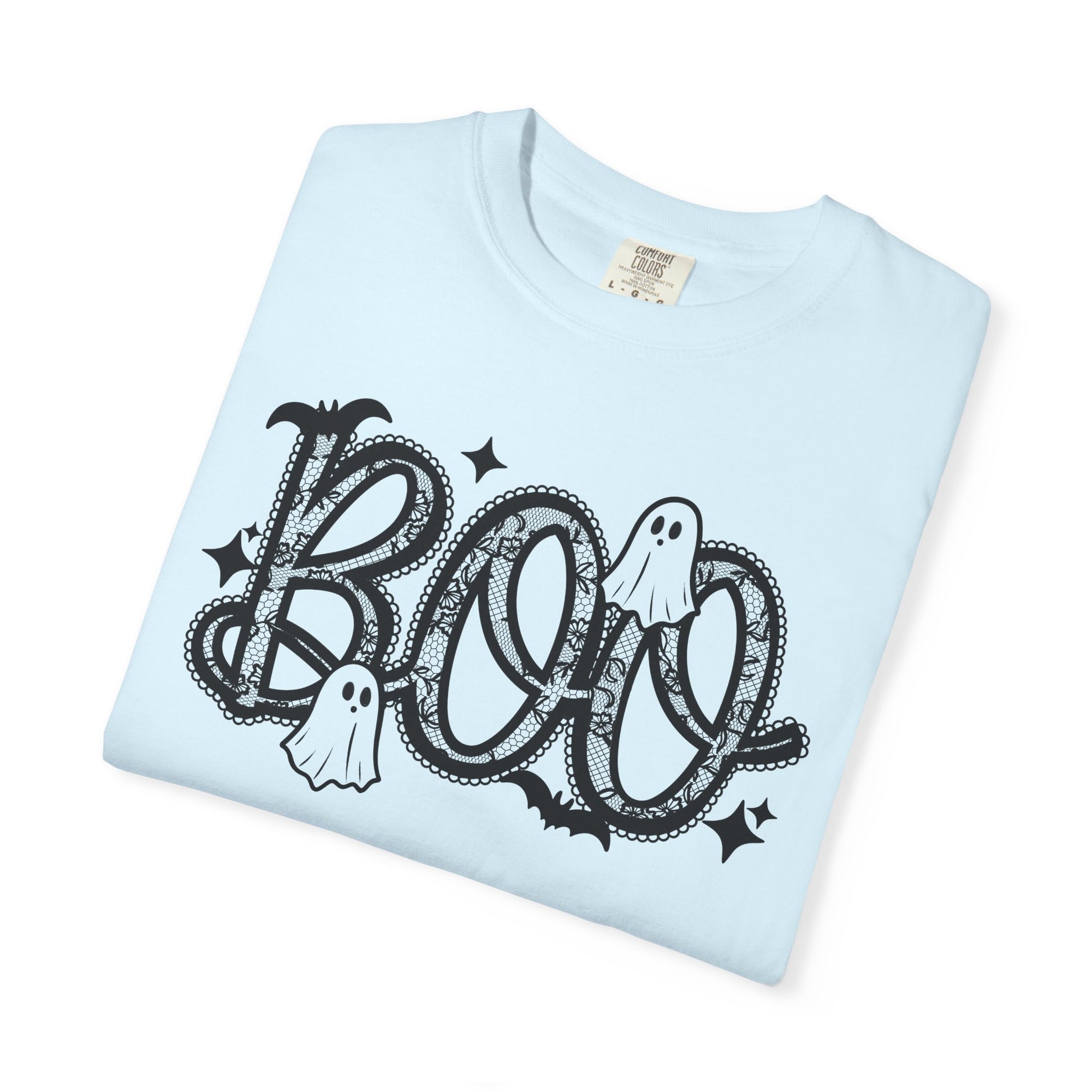 BOO Lace Halloween T-Shirt Comfort Color For Women