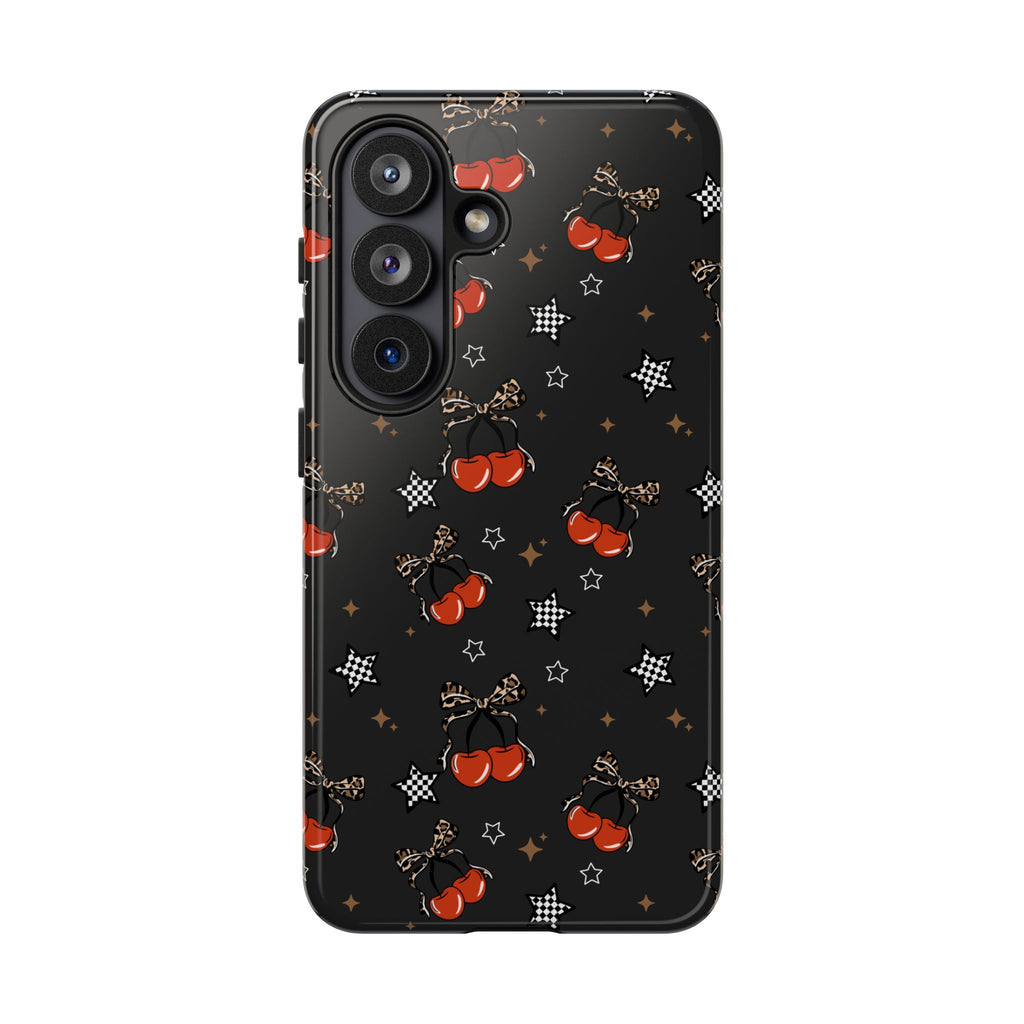 Cherry Star Checkered Phone Case, Floral Cherrycore tough case Case, CuteCherries Phone Cover