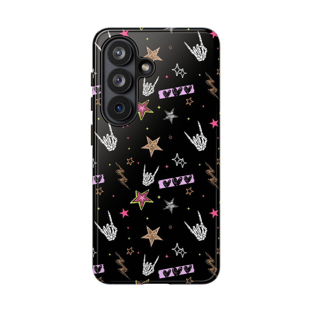 Skull Stars Dark Phone Case, Checkered Retro tough case Case, Punk Phone Cover