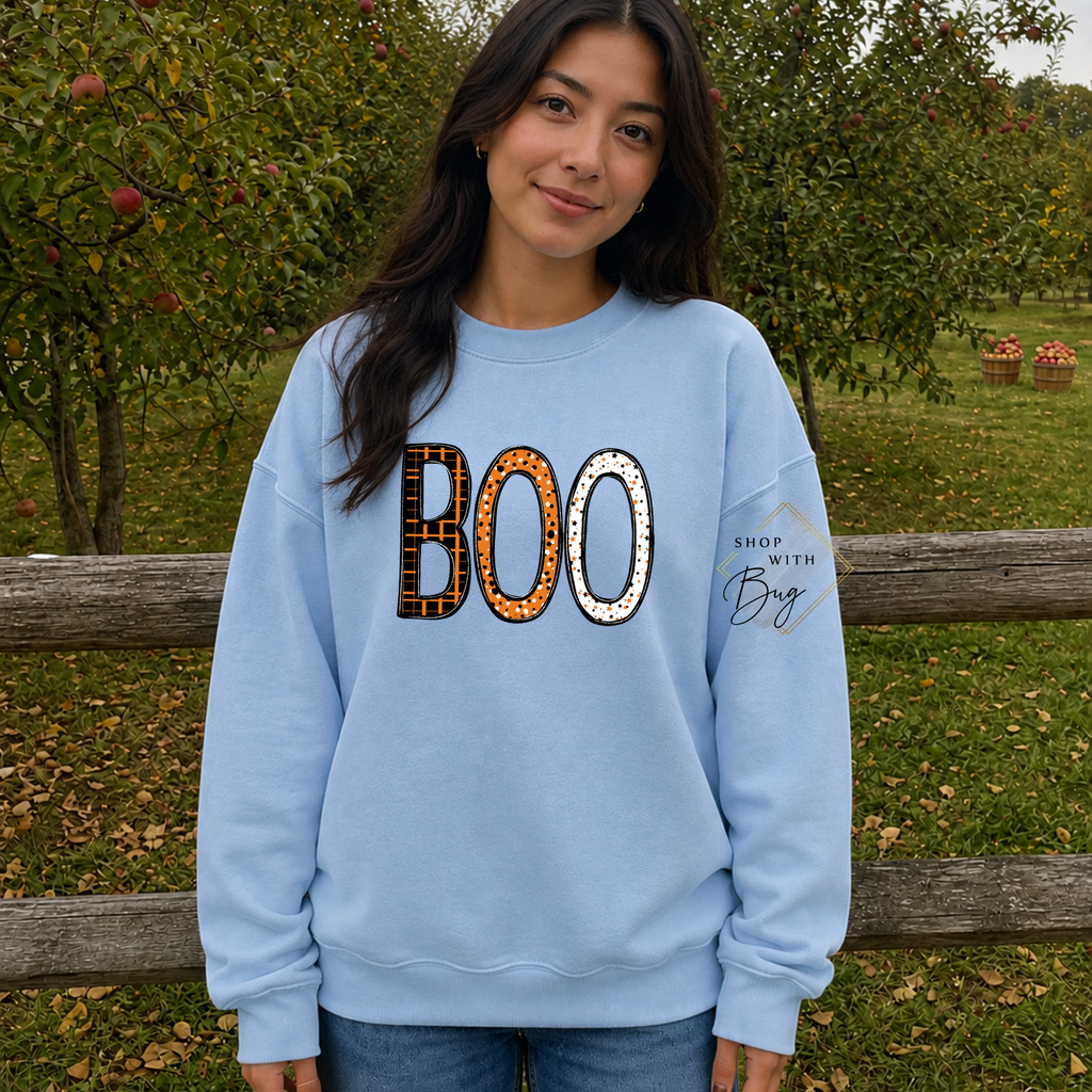 Boo Sweatshirt, Trendy Halloween Sweater, Spooky Season Sweater, Fall Vibes, Cute Ghost Sweatshirt, Stars Ghost