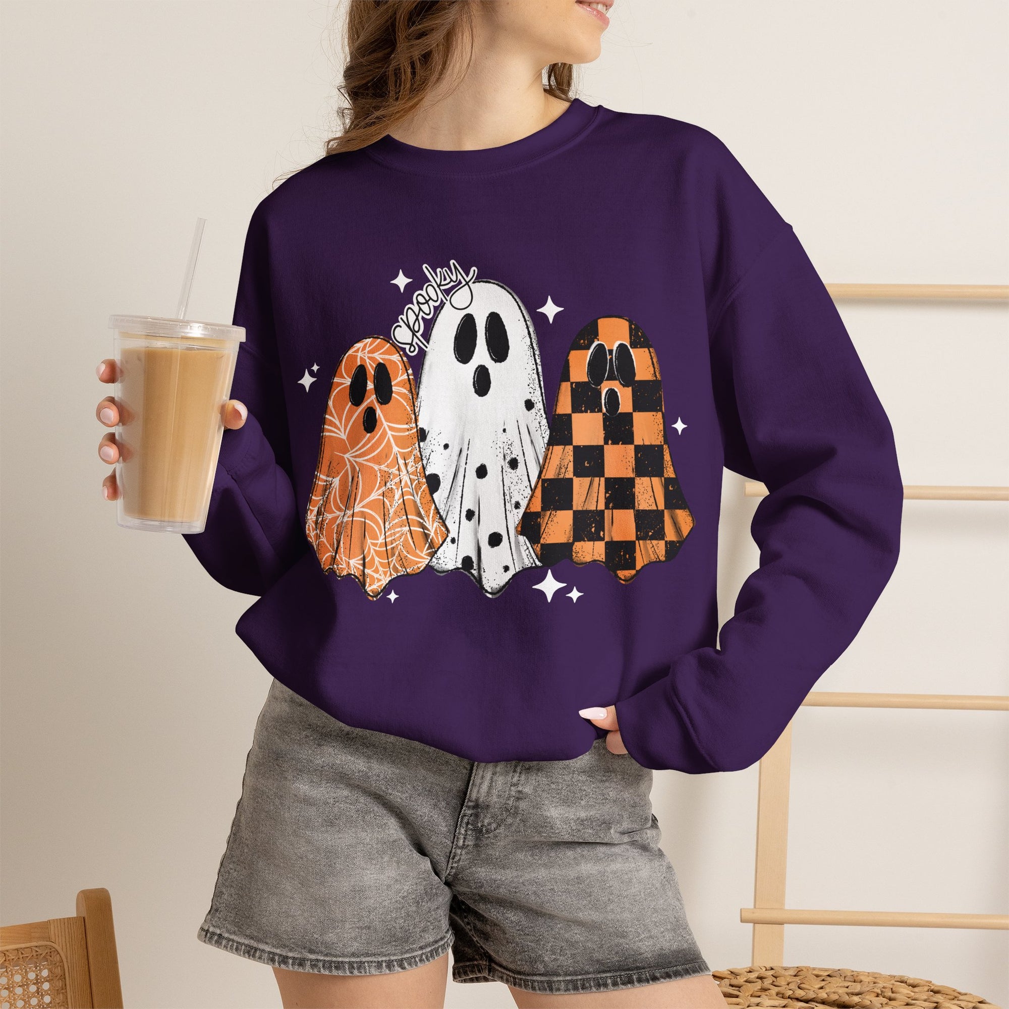 High Quality spooky ghost Crew neck Sweatshirt