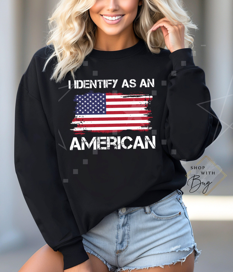 I Identify as an American Sweater  Hoodie Or CrewNeck Sweater