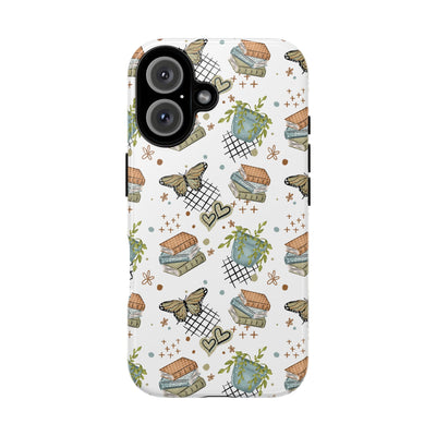 Books and Plants Phone Case, Butterfly tough case Case, CuteCottage Core Phone Cover