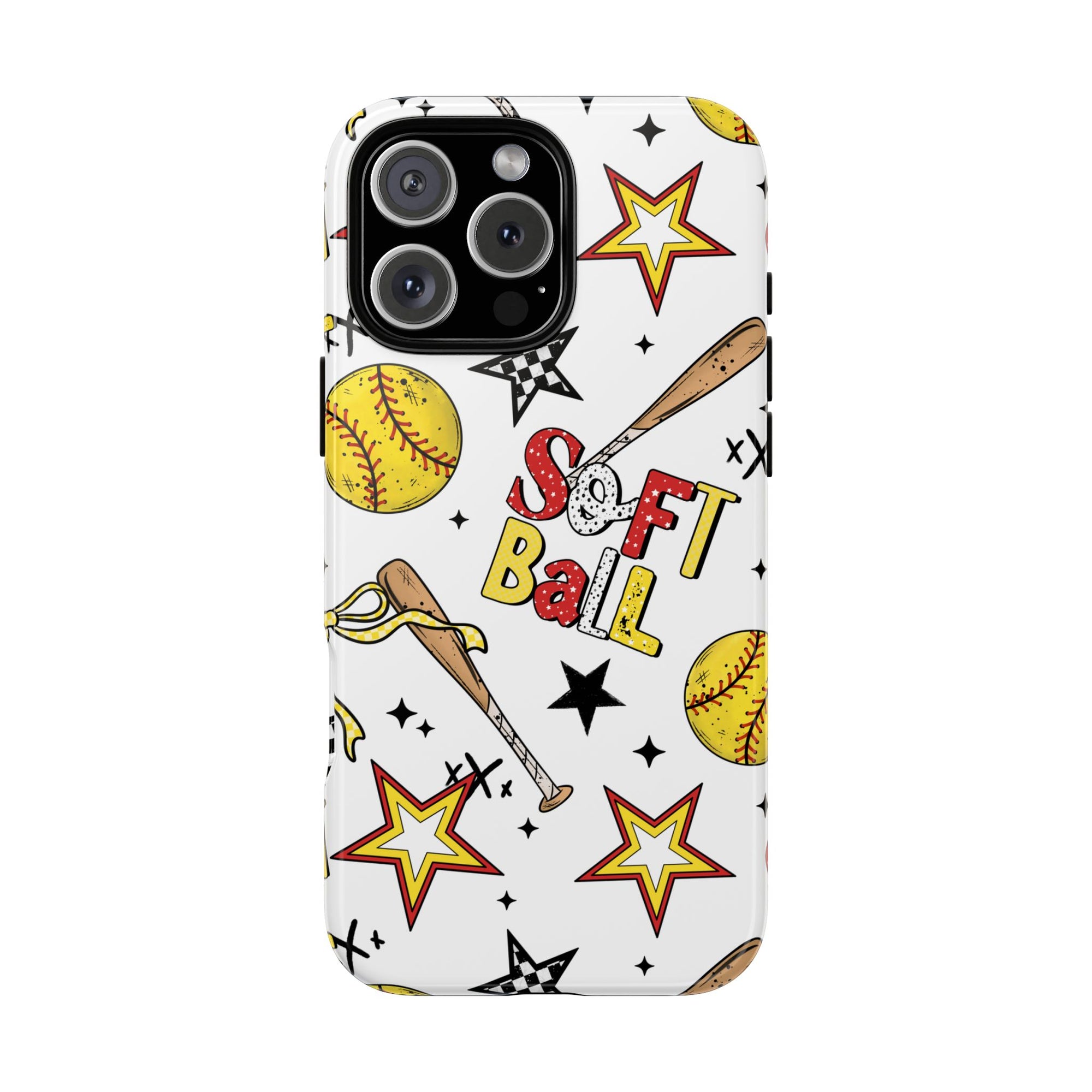 Softball Star Themed Phone Case, Stars checkered tough case Case, Cute Bow Phone Cover