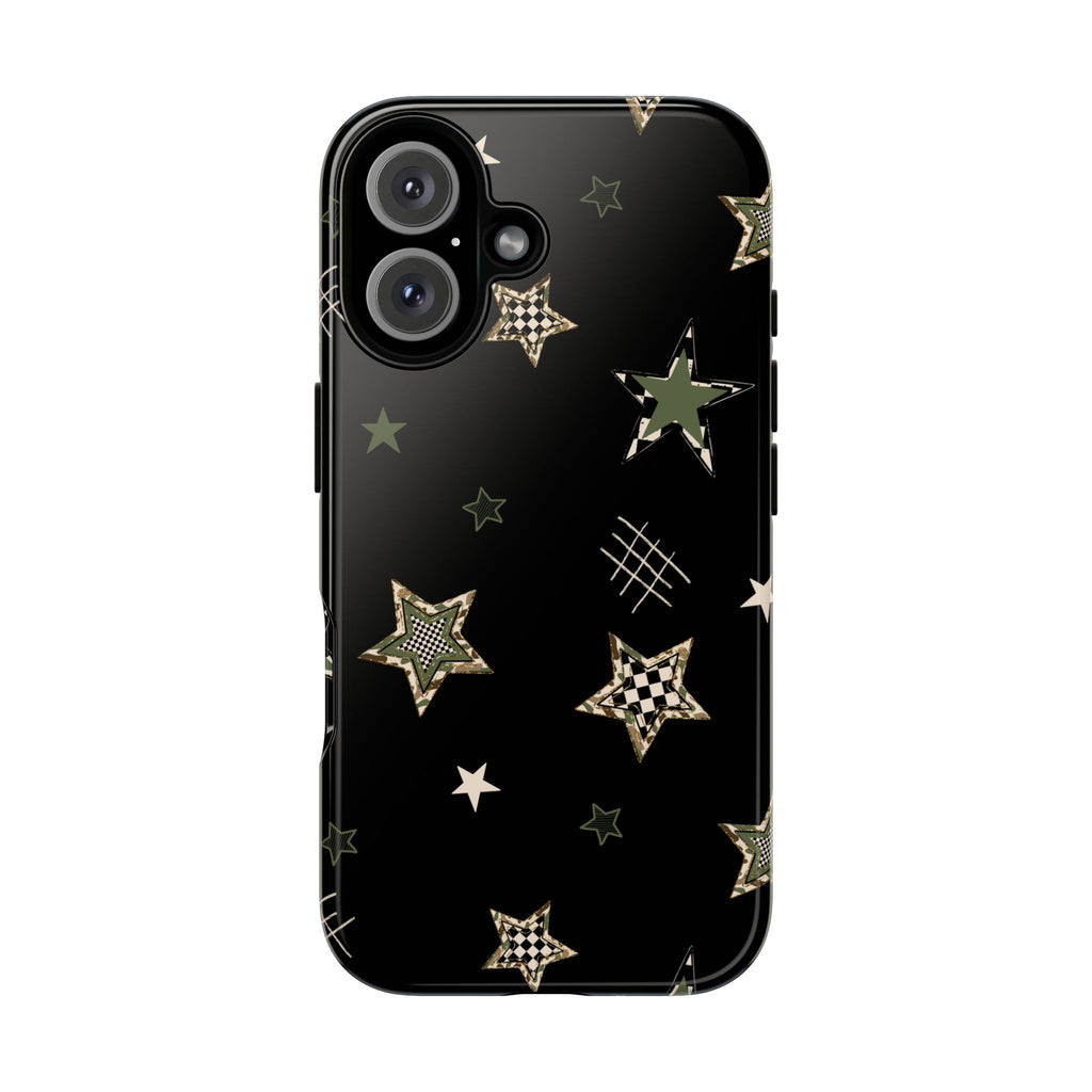 Camo Stars Phone Case, Floral Checkered Camo tough case Case, Cute Phone Cover