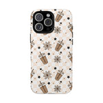 Iced Coffee Phone Case, Checkered tough case Case, Cute Floral coffee Phone Cover