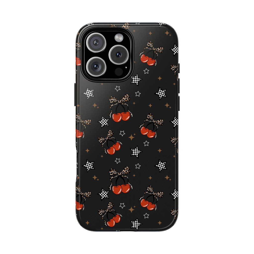 Cherry Star Checkered Phone Case, Floral Cherrycore tough case Case, CuteCherries Phone Cover