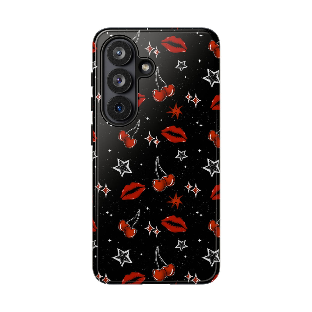 Cherry Lips Stars Phone Case, Cherry tough case Case, Cute Punk Phone Cover