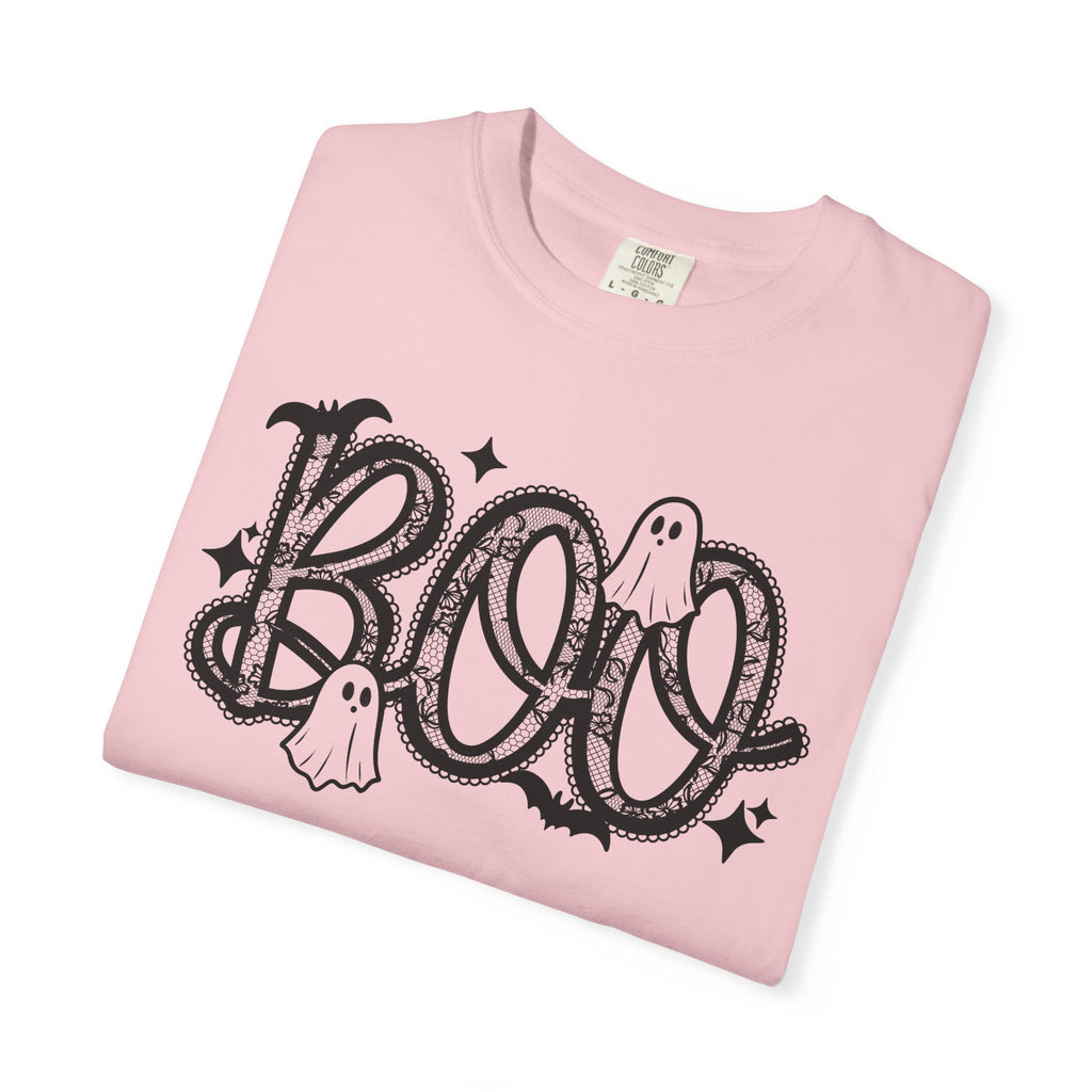 BOO Lace Halloween T-Shirt Comfort Color For Women