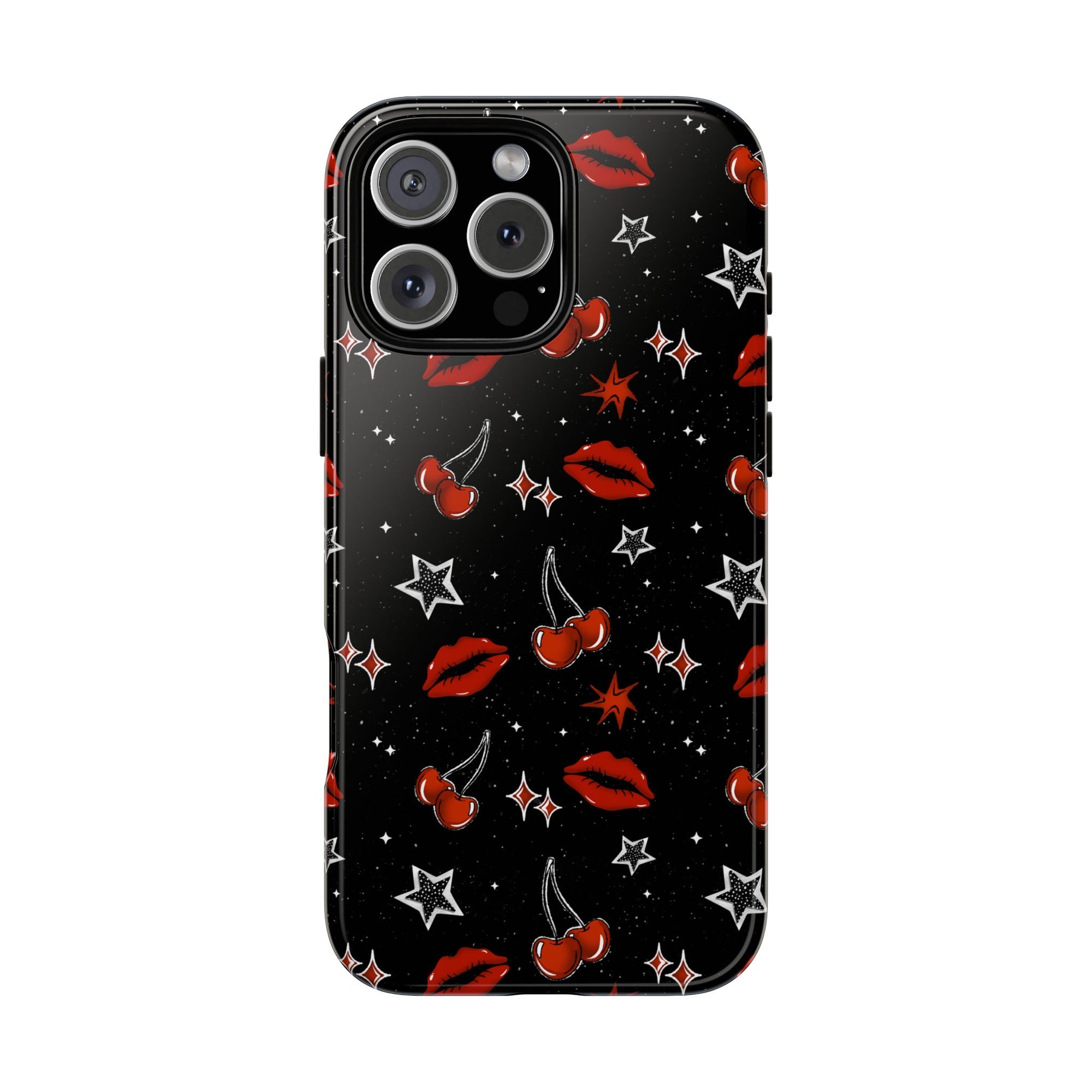 Cherry Lips Stars Phone Case, Cherry tough case Case, Cute Punk Phone Cover
