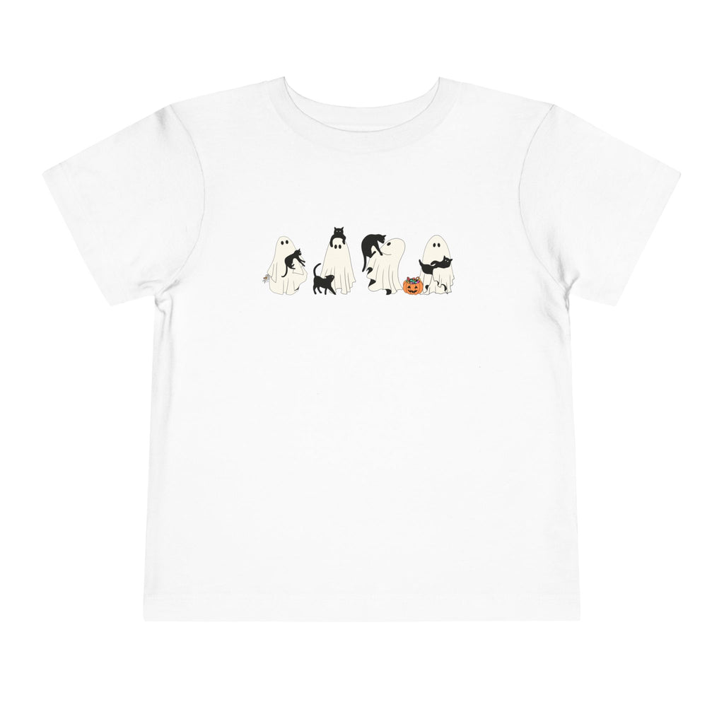 Cat Ghost Halloween Toddler Short Sleeve Tee
