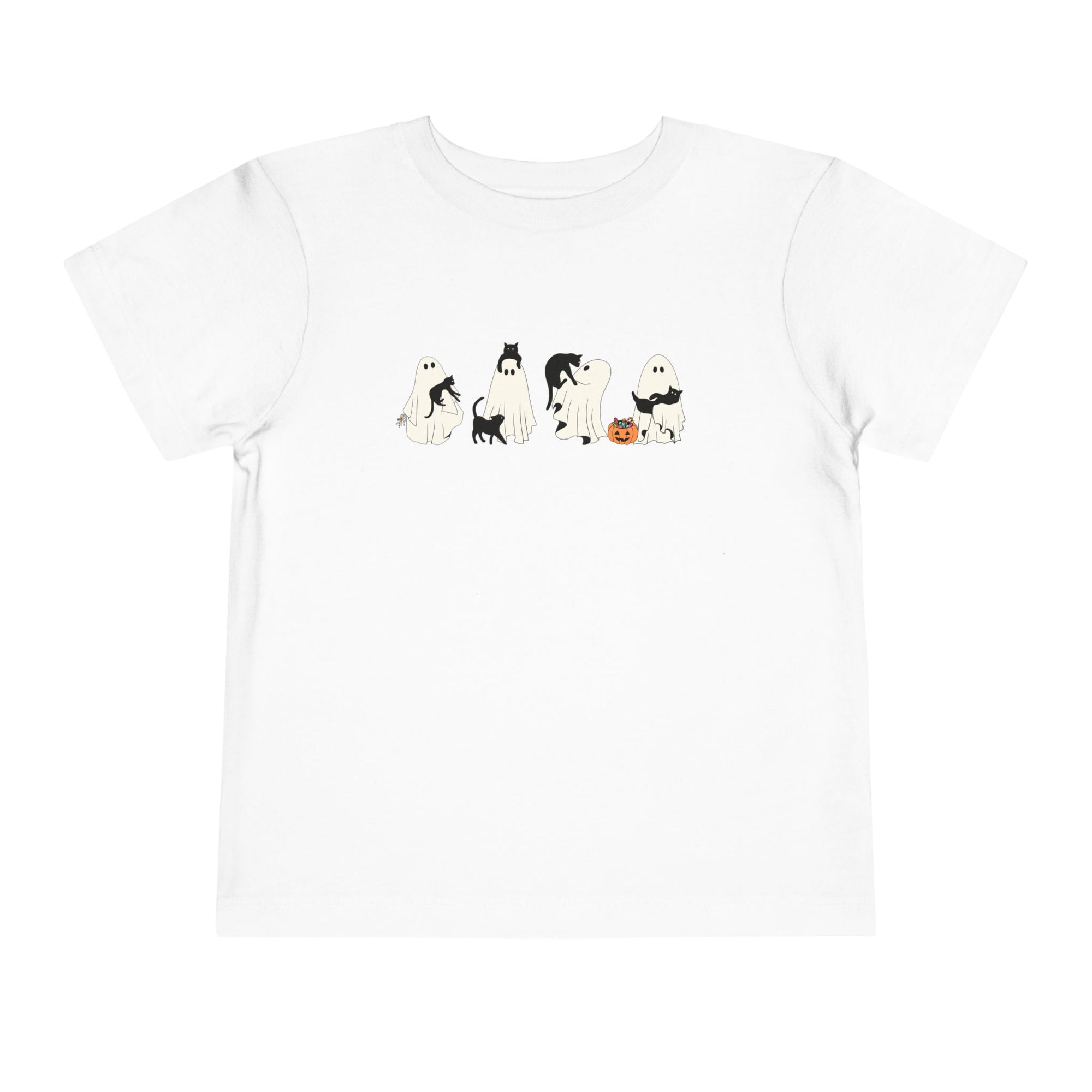 Cat Ghost Halloween Toddler Short Sleeve Tee