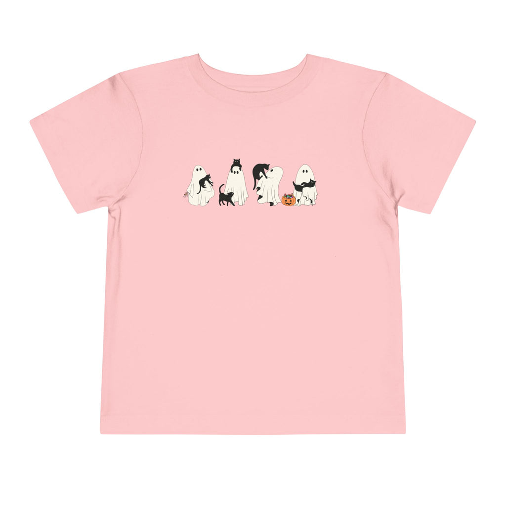 Cat Ghost Halloween Toddler Short Sleeve Tee
