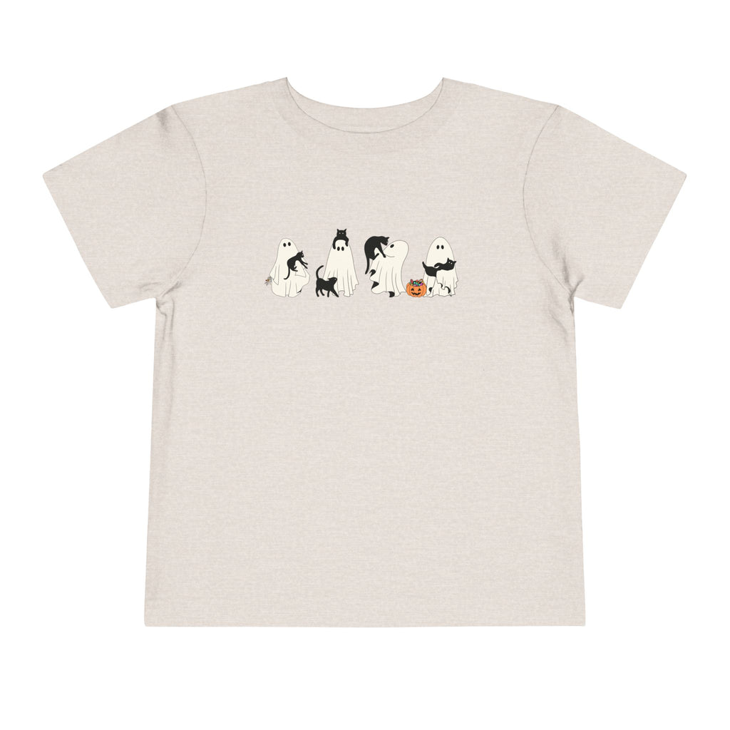 Cat Ghost Halloween Toddler Short Sleeve Tee