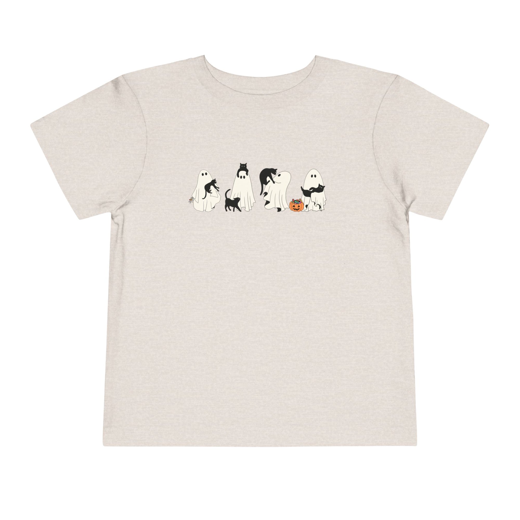 Cat Ghost Halloween Toddler Short Sleeve Tee