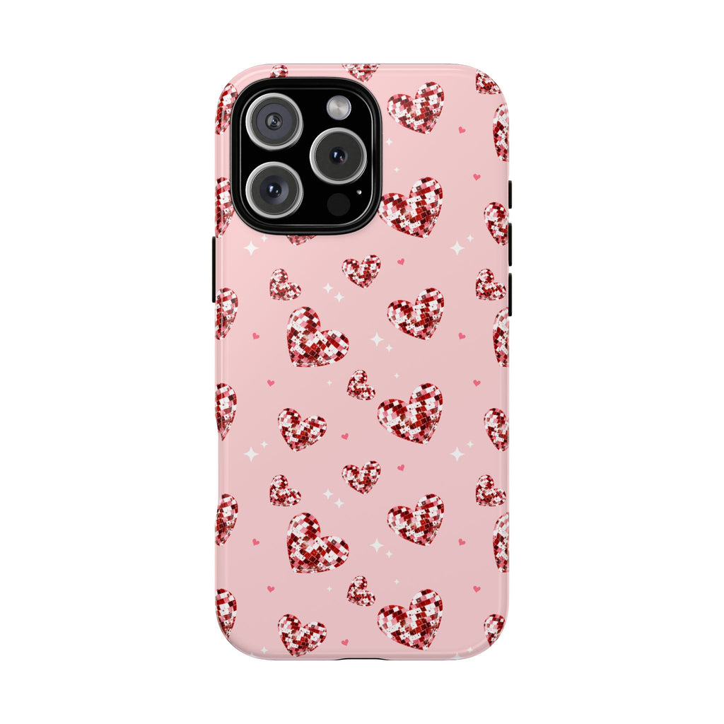 Disco Heart Themed Phone Case, Hearts tough case Case, Cute Hearts Phone Cover