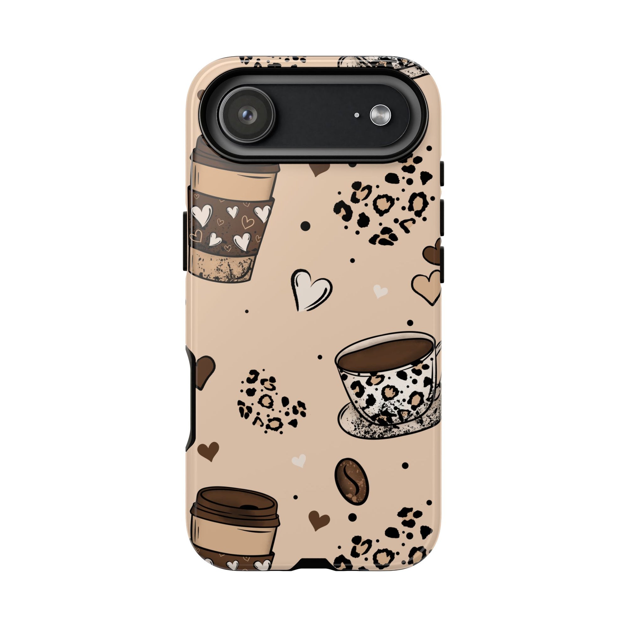 Leopard Heart Coffee Phone Case, Leopard tough case Case, Cute coffee Phone Cover