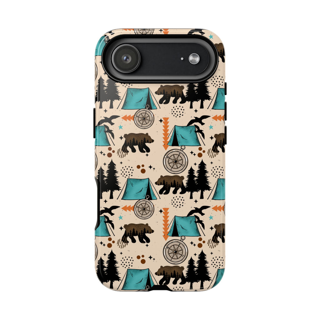 Camping Themed Phone Case, Bear tough case Case, Cute Nature Phone Cover