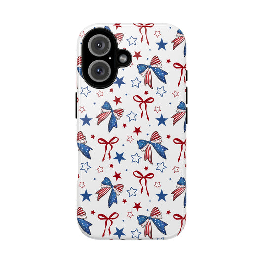 4th of July  Star Themed Phone Case, Stars checkered tough case Case, Cute Bow Phone Cover