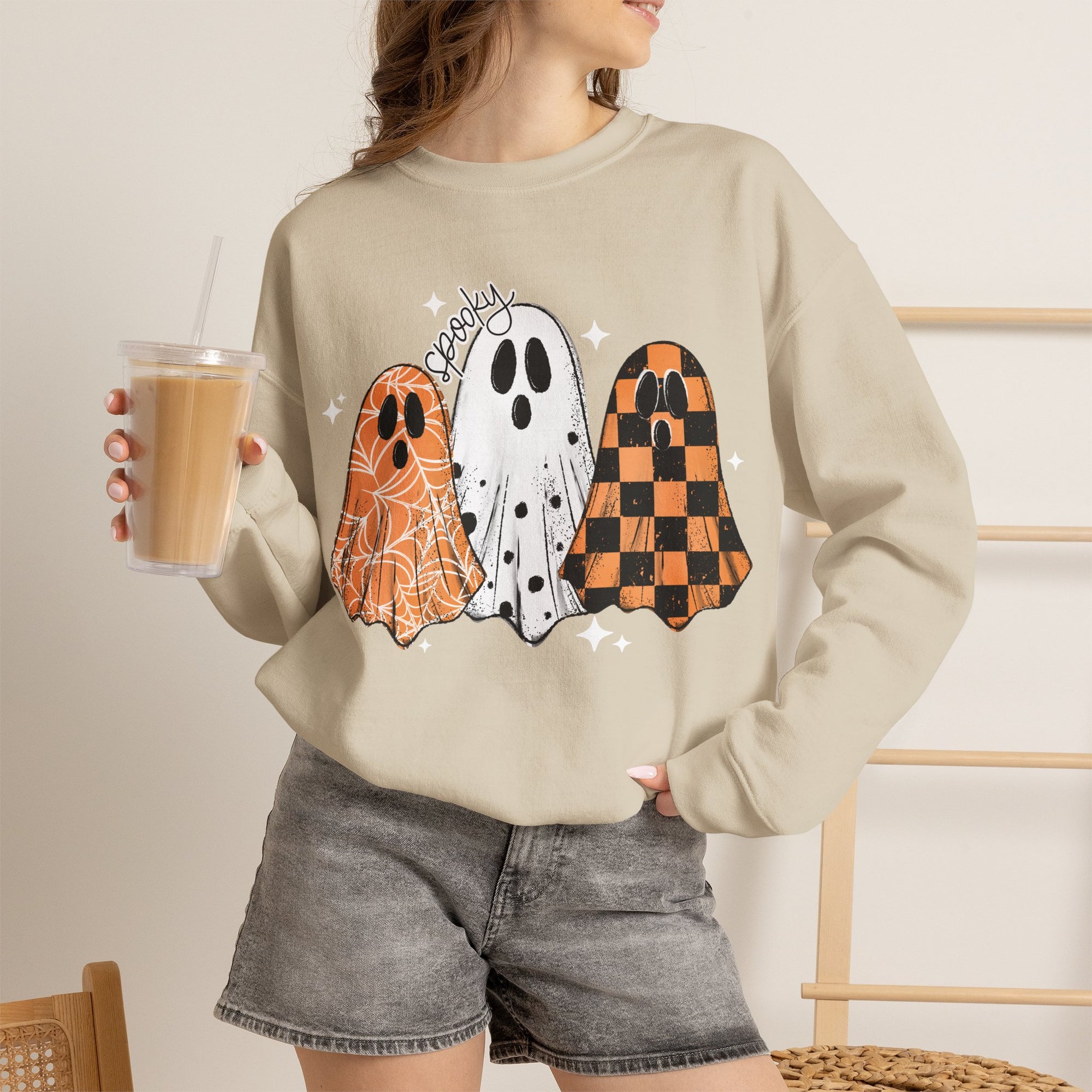 High Quality spooky ghost Crew neck Sweatshirt