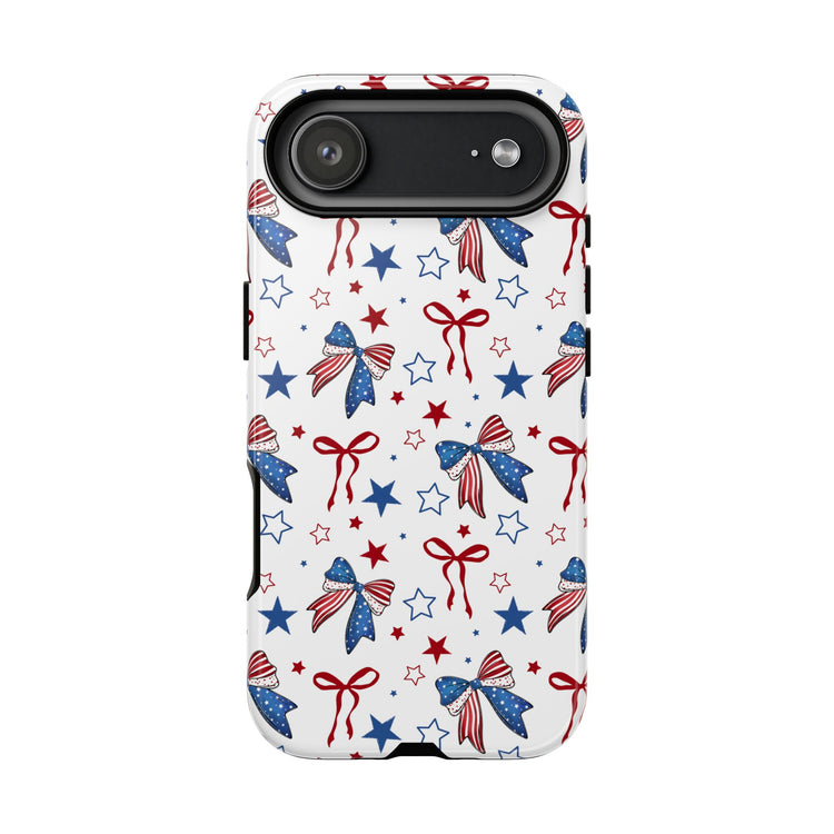 4th of July  Star Themed Phone Case, Stars checkered tough case Case, Cute Bow Phone Cover