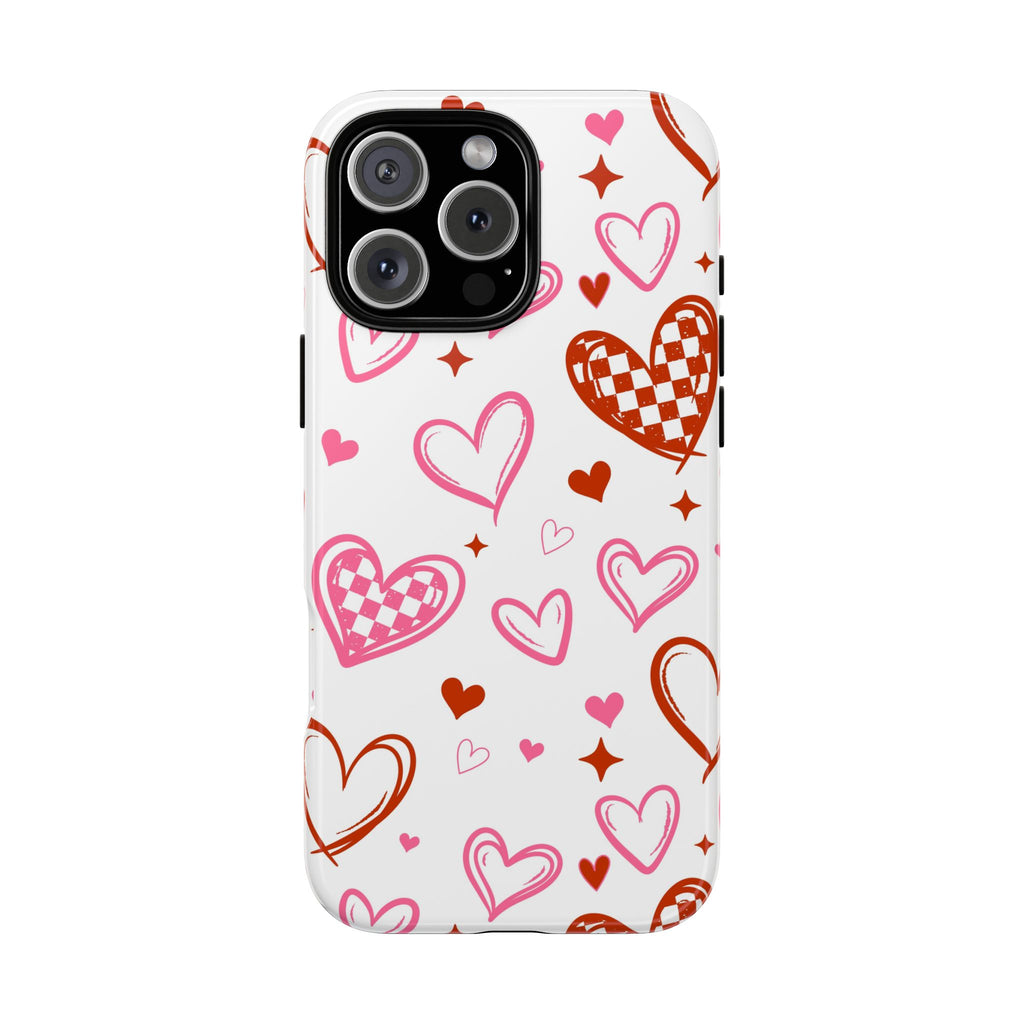 Checkered Heart Themed Phone Case, Hearts tough case Case, Cute Hearts Phone Cover