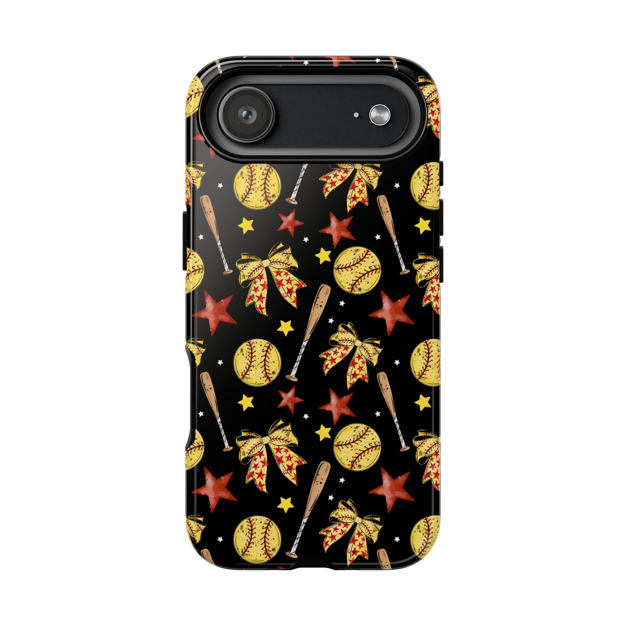 Softball Star Themed Phone Case, Stars checkered tough case Case, Cute Bow Phone Cover