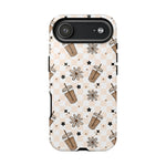 Iced Coffee Phone Case, Checkered tough case Case, Cute Floral coffee Phone Cover