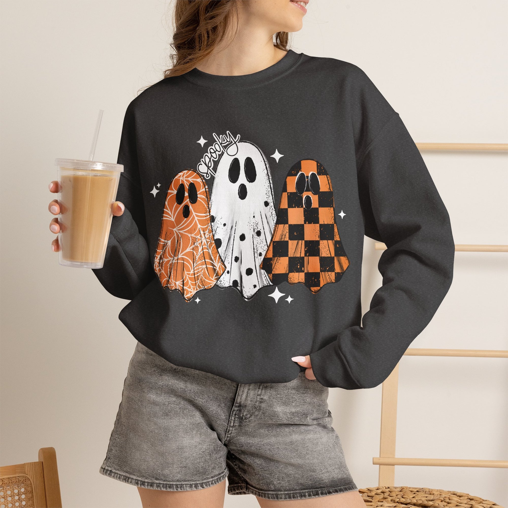 High Quality spooky ghost Crew neck Sweatshirt