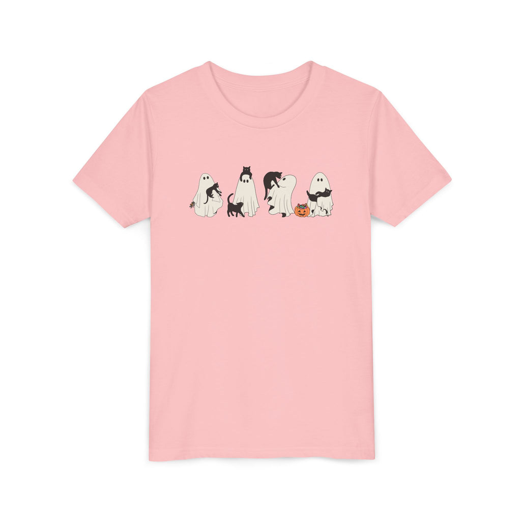 Cat Ghost Halloween Youth Short Sleeve Tee