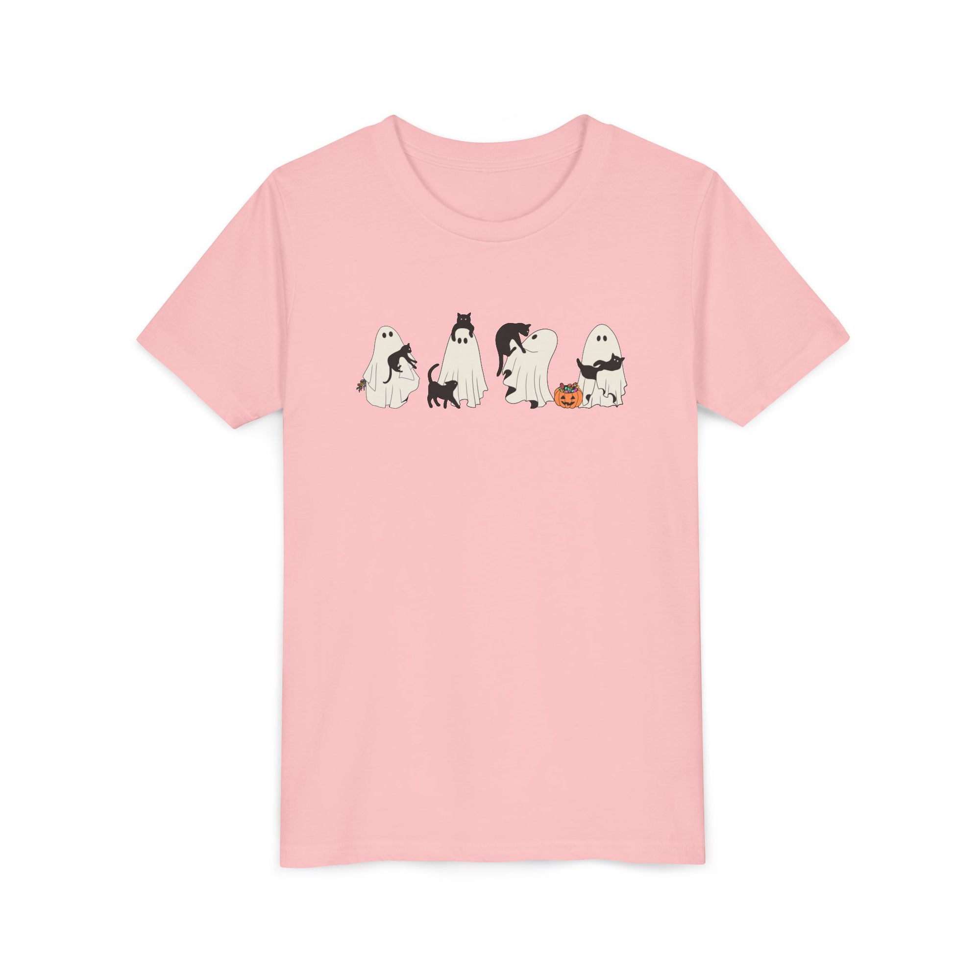 Cat Ghost Halloween Youth Short Sleeve Tee
